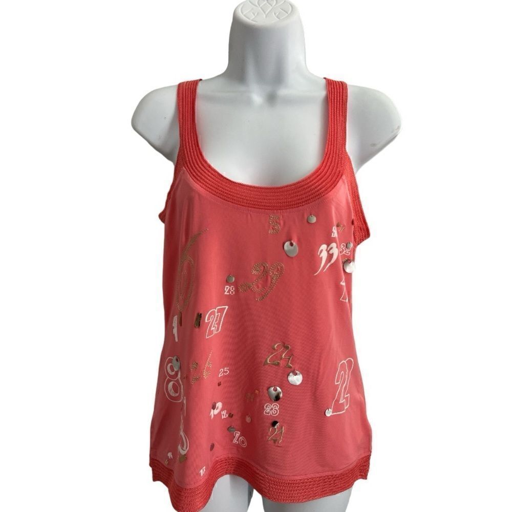 GATTINONI Maglie Tank Top Coral Color Beads Details Size M